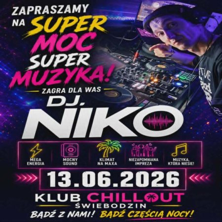 DJ NIKO & DJ RONIE SUPER MOC SUPER MUZYKA KLUB CHILLOUT ŚWIEBODZIN (13.06.2026)